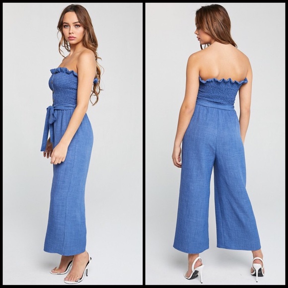 CLEARANCE-FIRM‼️Smocked Strapless Jumpsuit - Picture 2 of 2